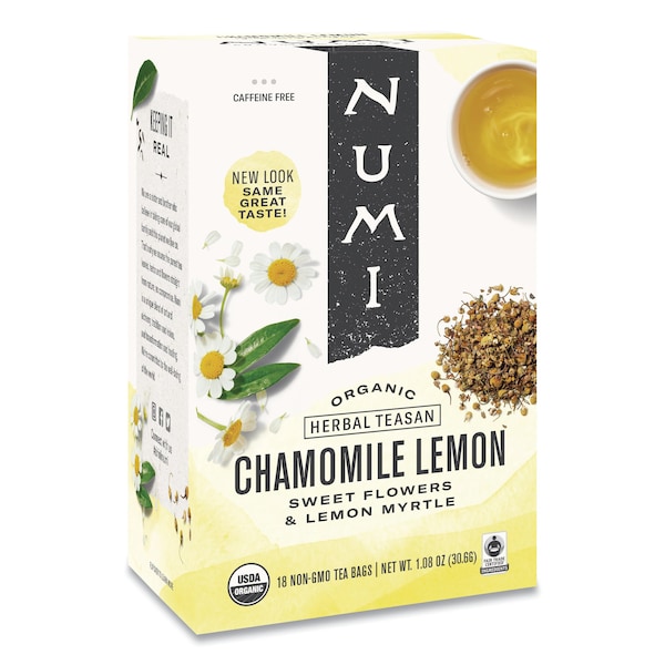 Numi Organic Teas, 1.8oz., Chamomile Lemon, PK18, Chamomile Lemon, Bag, Non-Caffeinated, 1.08 oz, 18 PK 10150 - main
